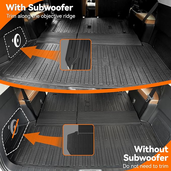 Cargo Liner & Brackrest Mat 2 in 1 for 2024-2026 Grand Highlander | Custom Fit, All Weather TPE Trunk Mat Rear Cargo Mat Back Seat Cover Protector for Grand Highlander Accessories - Image 5