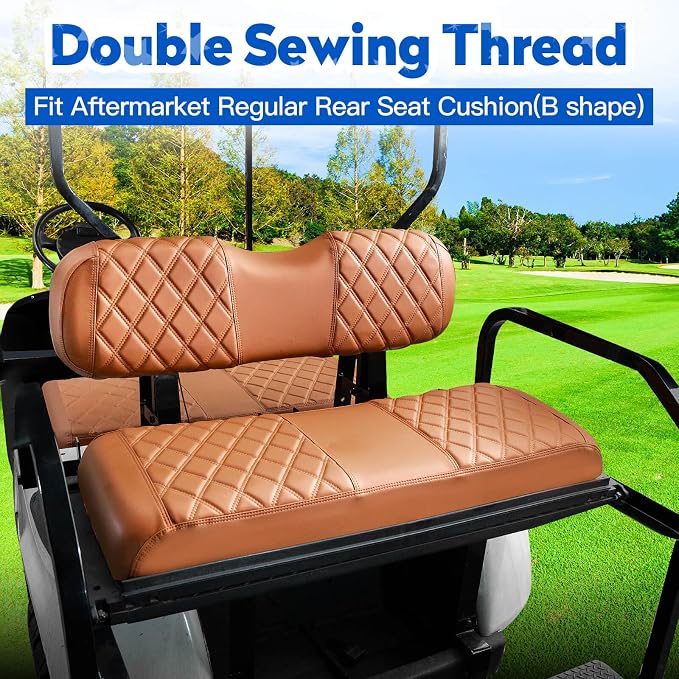NOKINS Golf Cart Seat Covers 4 Piece Fits EZGO TXT 1994-2013/RXV 2008 up | Front and Rear Seat Vinyl Covers, Golf Cart Accessories, No Staples(All Brown) - Image 3