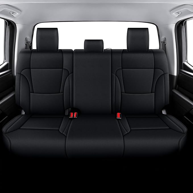 Custom Seat Covers for Toyota Tundra 2022 2023 2024 2025 2026 CrewMax SR SR5 Limited Platinum FFV TRD Pro Leather Car Seat Covers Full Set Black, Custom Fit Full Set Faux Leather Black - Image 2