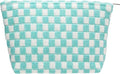 Checkered Makeup Bag for Purse, Small Flat Cosmetic Pouch,Arctic Blue | Cute Zipper Makeup Organizer for Women, Travel Essentials, Toiletries, Makeup Brushes, Beauty Accessories&Bridesmaid Gifts by PAZIMIIK