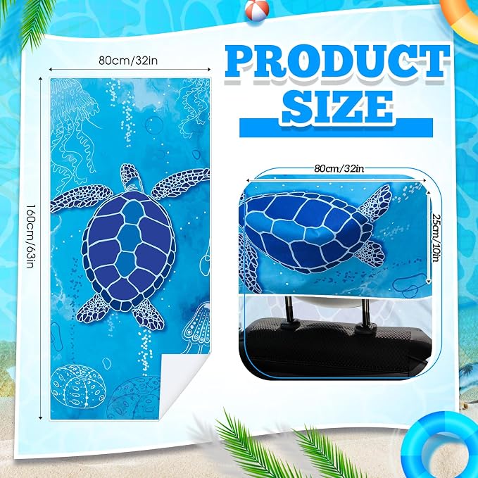 Hahafelt 1 Pack Car Seat Towel Cover with Storage Bag, Sea Turtles Style | 63 x 32 in Car Towel Seat Cover Non Slip Waterproof, Gym Workout Swimming Running, Machine Washable Sweat Absorbent Protector - Image 2