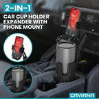 Phone Holder & Phone Mount for Car & Cup Holder Expander – 2-in-1 for Smartphones, Bottles, Tumblers & Coffee Mugs – Strong Clamp, Anti-Shake, 360° Rotation - Image 2
