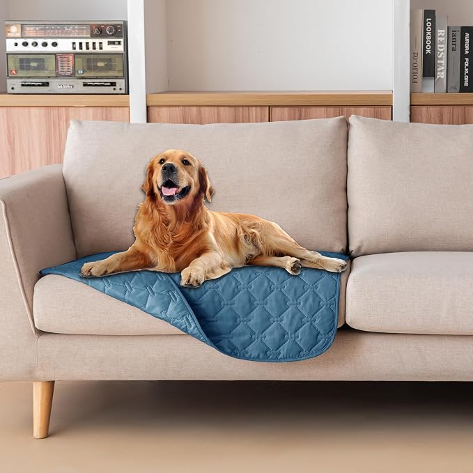 gogobunny Waterproof Armchair Covers for Pets, Anti Hair and Easy Care | Reversible Couch Protector, Resistant to Scratching, Small Size Suits Puppy and Cat Better, 30x30 Inch Dark Blue by gogobunny