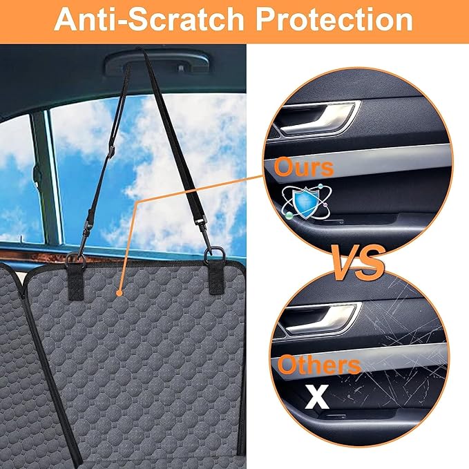 Mancro Dog Car Seat Cover for Back Seat, Waterproof Dog Hammock for Car | 600D Heavy Duty, Scratch-Resistant Back Seat Pet Cover for Dogs with PVE Nonslip Underside, Fits for Sedan, Trucks and SUVs - Image 2