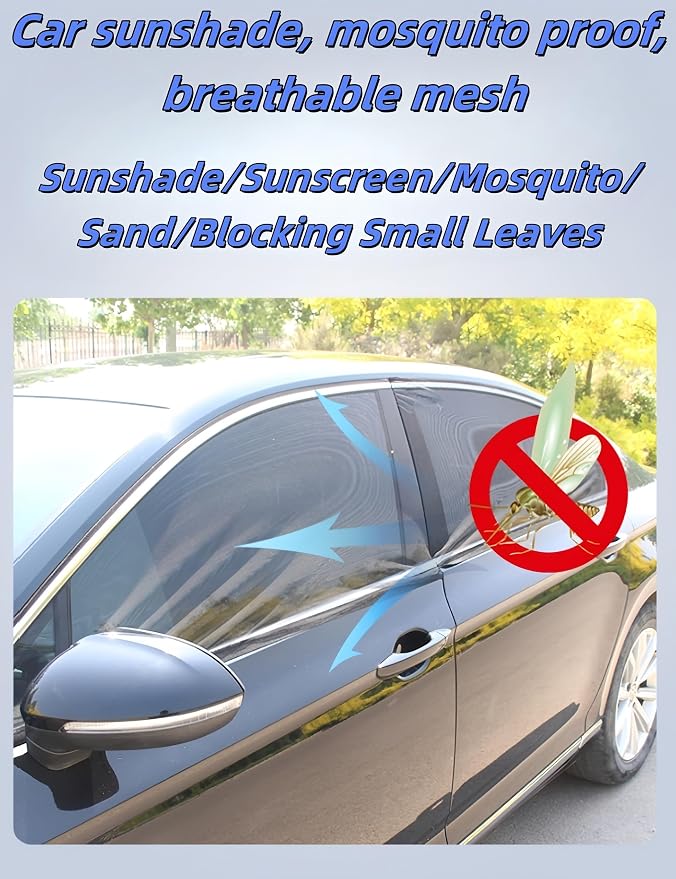 2 Pack Breathable Mesh Car Window Sun Shade Cover, 22.8"*24" | Car Window Screens, UV Protection Sunshade, Mosquito Net Curtain, Protect Privacy for Pets/Family - Image 3