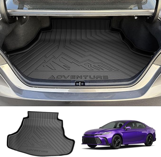 Powerty Trunk Mat for Toyota Camry(Include Hybrid/L/LE/SE/TRD/XLE/XSE) 2018-2026 & Toyota Avalon 2019-2022, All Weather TPE Cargo Mat Liner for Rear Trunk by Powerty