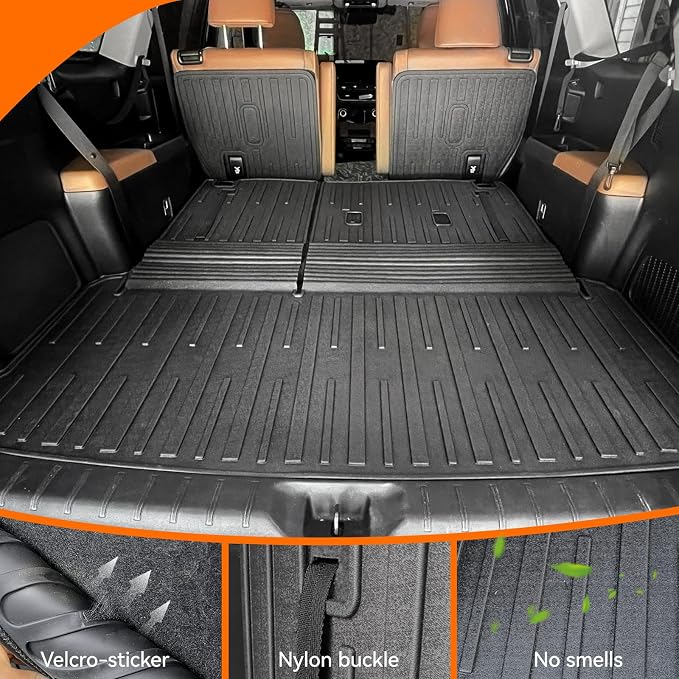Cargo Liner & Brackrest Mat 2 in 1 for 2024-2026 Grand Highlander | Custom Fit, All Weather TPE Trunk Mat Rear Cargo Mat Back Seat Cover Protector for Grand Highlander Accessories - Image 6