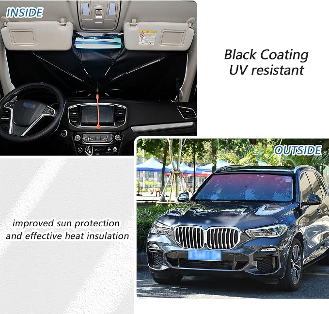 Pink Blue Car Sun Shade Windshield Car Umbrella Foldable Uv Ray Reflector Front Window Sun Shade Visor Shield Cover - Image 5