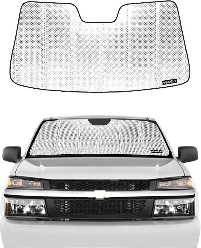 Pigenius Windshield Sun Shade for Chevrolet Colorado 2023-2026; GMC Canyon 2023-2026. Reflective Aluminum Film Front Window Sunshade - BLAZBLOCK by Pigenius