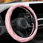YHONGJT Soft Microfiber Leather Steering Wheel Cover, Universal 15 Inch for Women Girls, Fit Vehicles, Sedans, SUVs, Vans, Trucks - Light Pink - Image 3