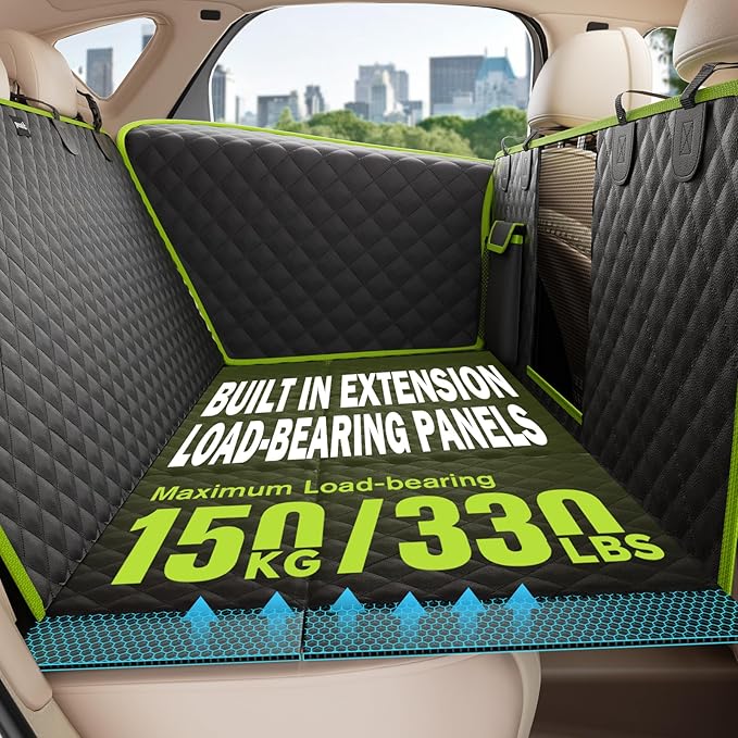 Pecute Dog Car Seat Cover for Back Seat 53.54 * 23.62 in, Car Window Fixing for Maximum Car Protection, Leather Fabric Back Seat Extender for Dogs, Waterproof & Scratch-Resistant, Support to 330 lbs - Image 6