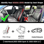 HKZ Custom Fit Civic Seat Cover Full Set for Honda Civic 4 Door (Hatchback Sport 2022-2026)&(Hatchback LX 2022-2024) 5-Seats Full Set,Leather Seat Protector(Black) - Image 2