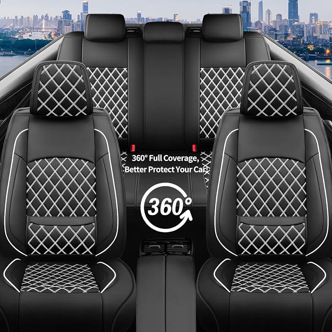 For Toyota Corolla Cross 2022-2026 Car Seat Covers, Full Set, Whiteline | Premium Leather Full Coverage Seat Protectors – All-Season, Waterproof, Breathable, Cushioned Comfort & Airbag Compatible - Image 8