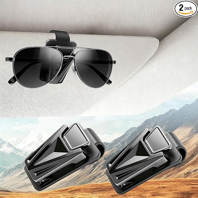Dsycar 2 Pack Car Sunglasses Holder, Metal Car Visor Sunglasses Clip | One-Handed-Operation Easy Access Storage for Driving,Car Sun Visor Sunglasses Clip Anti-Scratch Car Sun Visor Accessories by Dsycar
