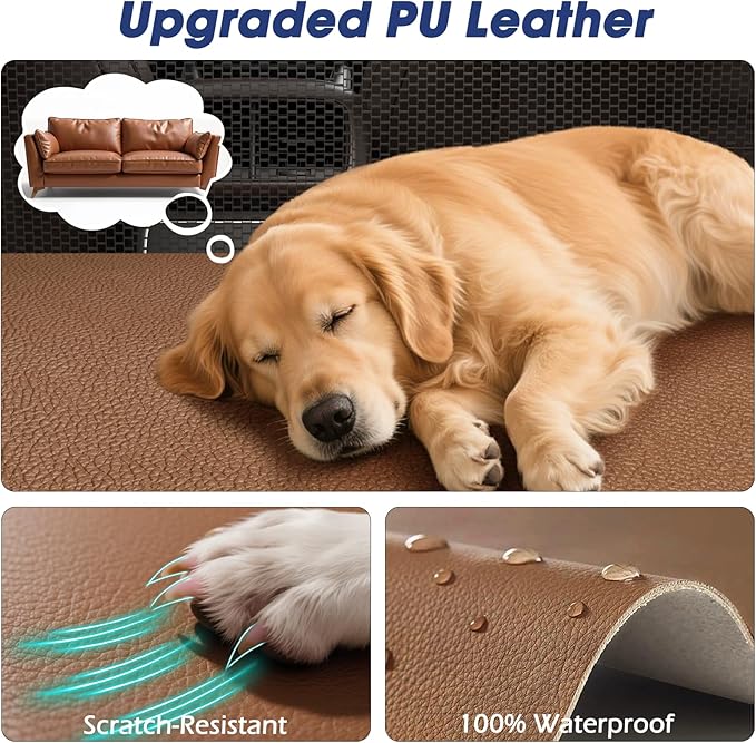 FURTIME XL Dog Car Seat, Upgraded PU Leather Back Seat Extender with Hard Bottom, Waterproof Pet Car Seat Cover for Large Medium Sized Dog, Pet Hammock for Cars, SUVs, Trucks, Brown - Image 5