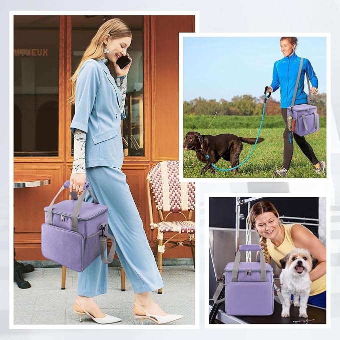 SMYV Pet Grooming Bag for Dog Grooming Supplies, Dog Tote Travel Bag for Pets Grooming Tools Kit Accessories - Light Purple - Image 6