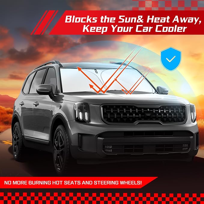 ARISMOTOR Windshield Sun Shade for Kia Telluride 2020-2026 | Custom Fit, Foldable, Front Window Sunshade Sun Visor Protector, Block UV Rays, Keep Car Cooler - Image 7