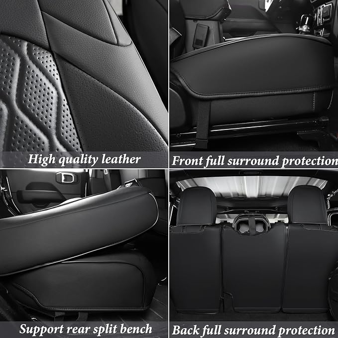 Coverado Seat Covers Fullset for Jeep Wrangler, Waterproof Car Seat Covers for Automotive Truck Seat Covers Custom Fit for 2018-2026 Jeep Wrangler JL 4-Door with Rear Cupholder Only，Black - Image 5