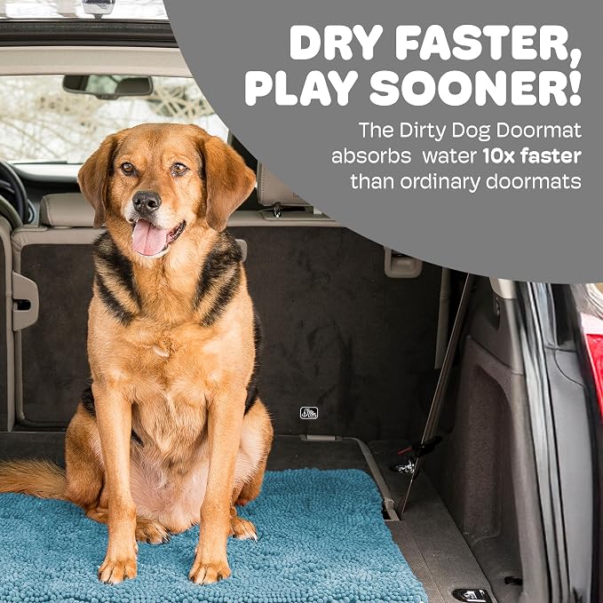 Dog Gone Smart Dirty Dog Doormat Runner - Super Absorbent Polyamide Rug Pulls In Moisture & Dirt - Fast Drying for Clean Floors, Non-Slip, Machine Washable Mat for Muddy Paws -Pacific Blue, 60 x 30 In - Image 2