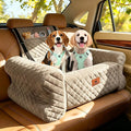 Dog Car Seat for Medium/Large Dogs up to 60LBS Memory Foam Dog Booster Seat | with Thick Cushion, Pet Car Seat for Back with Detachable Washable Cover, Storage Pockets for SUV, Pick Up, Trunk, Khaki by Linvivon