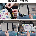Car Tissue Holder Car Napkin Holder Car Tissue Box Dispenser Storage Case Sun Visor Mask Holder with Adjustable Straps Reusable Refillable Paw Prints and Stars - Image 5