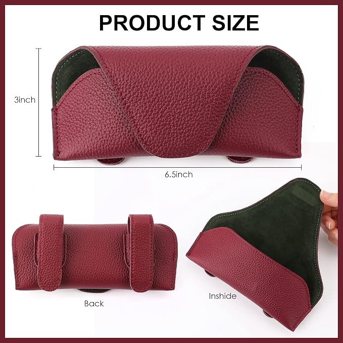 Magnetic Sunglass Holder for Car Visor, Leather Car Glasses Holder | Red Visor Accessories Eyeglasses Holder Glasses Storage Case - Image 7