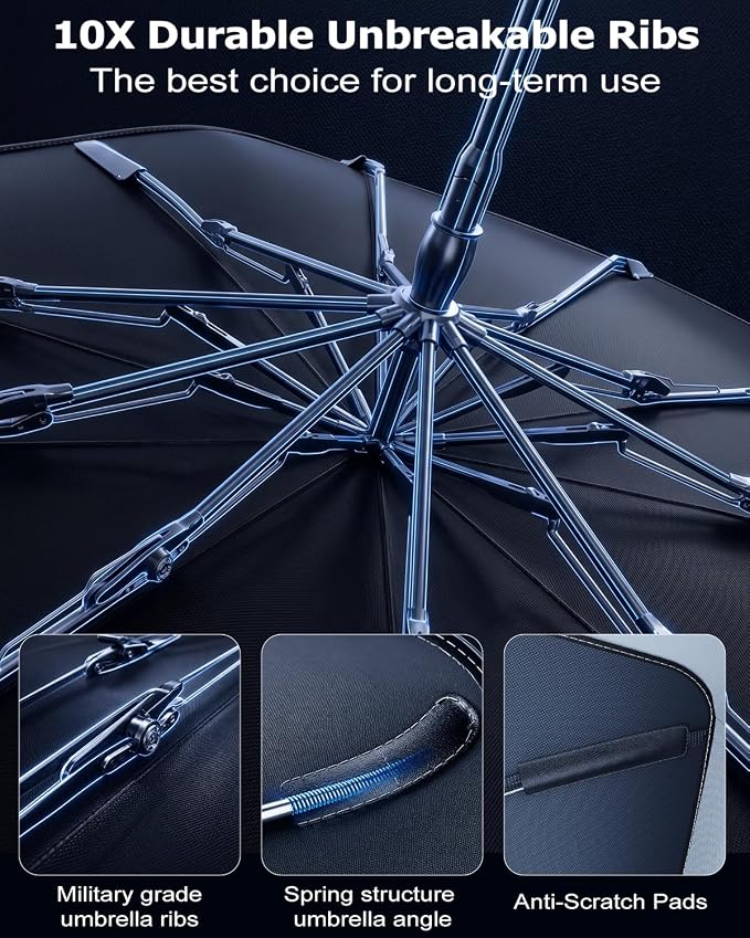 DMJN Umbrella Windshield Sun Shade for GMC Sierra 1500 2500 3500 (2014-2026), Car Sunshade for Front Windshield [Nano Ice-Crystal Coatings] UPF50+ Heat & UV Block, Protect Interior & Keep Cooler - Image 6