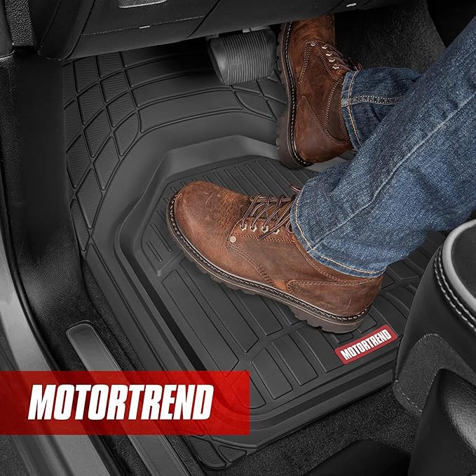 Motor Trend 943-BK FlexTough Defender Car Floor Mats -Next Generation Deep Dish Heavy Duty Contour Liners for Car SUV Truck & Van-All Weather Protection, Trim to Fit Most Vehicles Black - Image 3