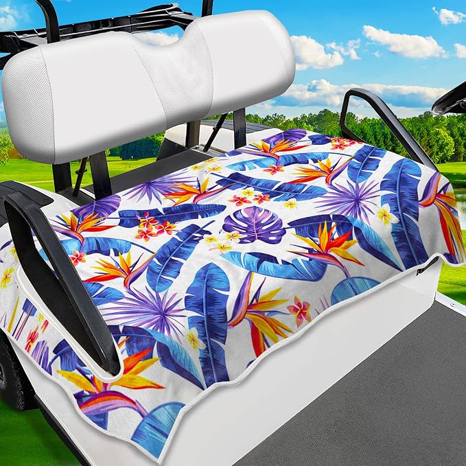ENYORSE Golf Cart Seat Covers, Tropical Floral Seat Towel Blanket, Soft Breathable Microfiber, Keeps Seats Cool & Comfortable, 51”x31”, Fits 2 & 4 Passenger EZGO, Yamaha,Club Car Carts by EnjoyYourlifeEnjoyYourself