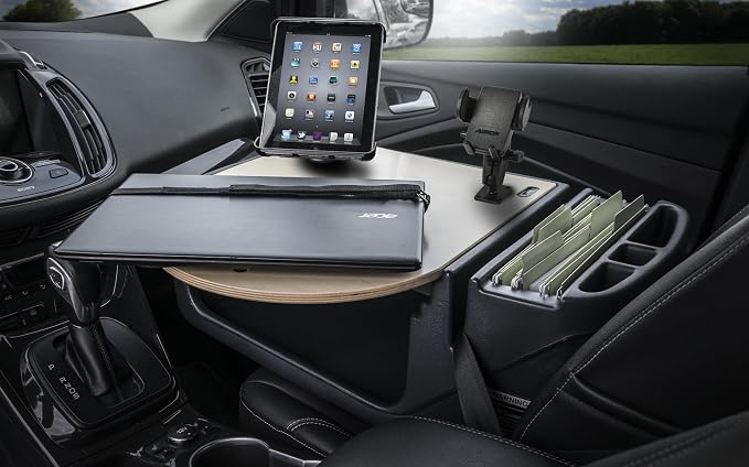 AutoExec AE-RMCD-PM-TAB-11M Roadmaster Car Desk for Your Vehicle Workstation and Mobile Office, Natural with Phone Mount and Tablet Mount | Vehicle Workstation, Mobile Office, Phone Mount, Tablet Mount - Image 2