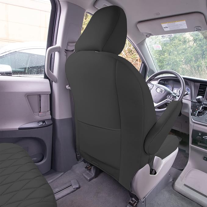 FH Group Custom Fit Car Seat Covers Specifically Made for 2011-2020 Toyota Sienna 7 Seater with Ultraflex Neoprene Water Resistant Automotive Seat Covers - Full Set Black - Image 8