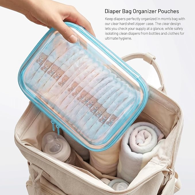 Clear Hard Shell Organizer Cases, 2 Pack | Iridescent PET shell with water-resistant, scratch-resistant surface for travel, toiletries, electronics and daily essentials - Image 5
