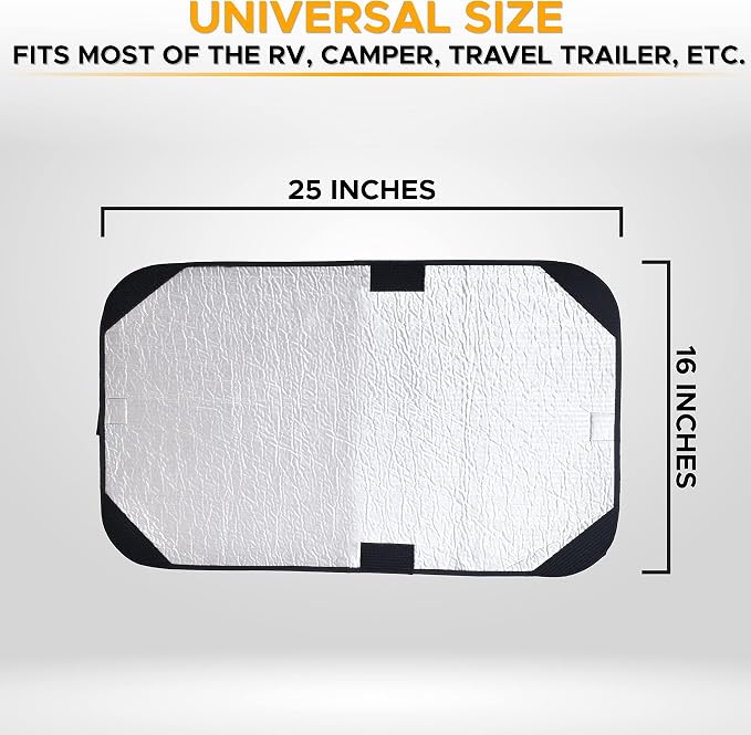 EcoNour RV Door Window Shade Trailer RV Skylight Covering for UV Protection | Foldable Window Sunshade | Blinds for Camper Windows | Camping Accessories for Travel Trailer | 16" x 25" - Image 2