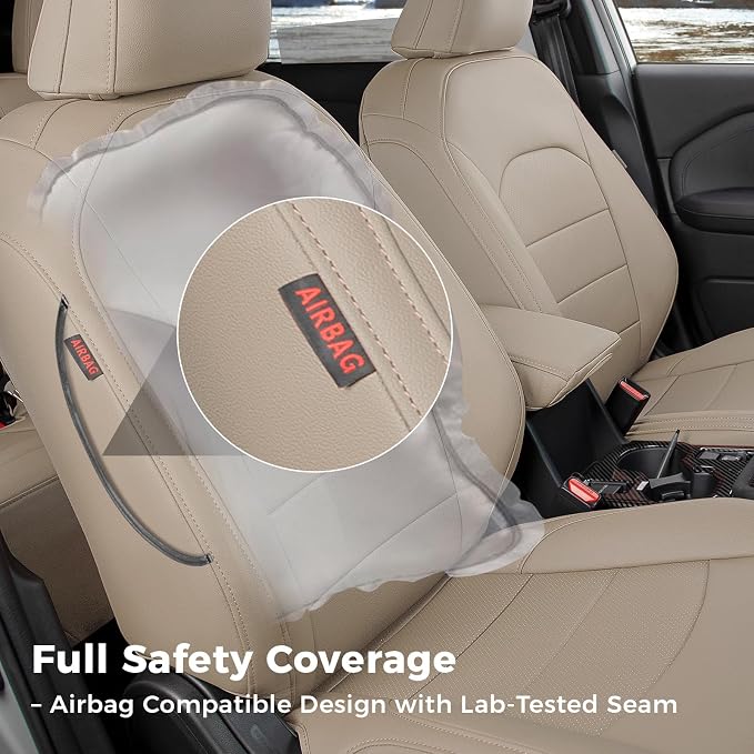 Custom Seat Covers for 2025 Subaru Forester,Rear w/Armrest,Faux Leather | Full Set Suv Seat Cushion,Easy Installation,Factory Look,Waterproof Car Seat Protector (Beige) - Image 5