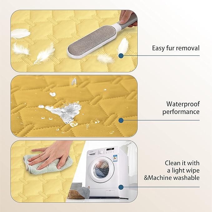 gogobunny 100% Double-Sided Waterproof Dog Bed Cover Pet Blanket Sofa Couch Furniture Protector for Puppy Large Dog Cat, Reversible (68x82 Inch (Pack of 1), Dark Yellow/Light Yellow) - Image 8