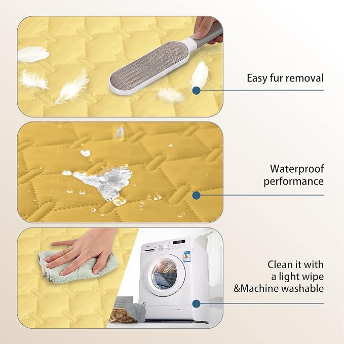 gogobunny Waterproof Pet Couch Cover, Dog Blanket, Furniture Protector | Breathable, Reversible Design, Easy Hair Removal, Lightweight Sofa Covers for Medium Dogs 30x80 Inch Dark/Light Yellow - Image 5
