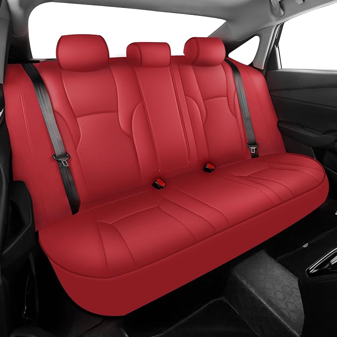 Custom Fit Seat Covers for Honda Accord 2023 2024 2025 2026 | EX,EX-L,Hybrid,Sport,Touring(RearRow W/40/60 Split Backrest)Full Set Faux Leather Compatible Airbag Seat Protector Red - Image 2