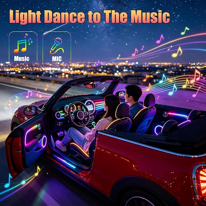 Interior Car LED Strip Lights, 5 in 1 RGB Ambient Lighting with 236 Inches Fiber Optic, Wireless APP Control Music Mode Inside Car Lighting Decorations for Cars, Trucks, Vans, SUVs - Image 3