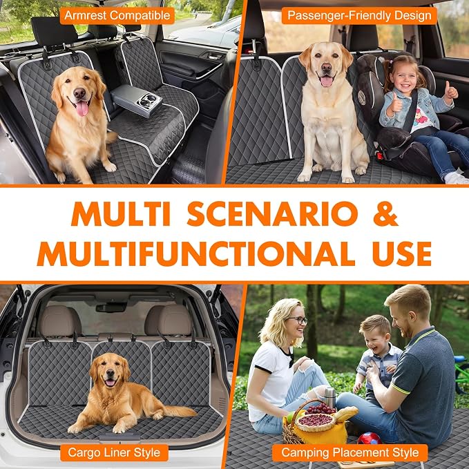 Dog Car Seat Cover for Back Seat, Fits Cars/SUVs/Trucks, M-Charcoal Grey - Image 6