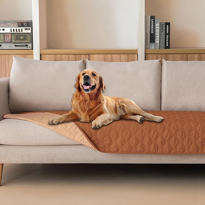 gogobunny Waterproof Pet Couch Cover, Dog Blanket, Furniture Protector | Breathable, Reversible Design, Easy Hair Removal, Lightweight Sofa Covers for Medium Dogs 30x80 Inch Dark/Light Pumpkin by gogobunny