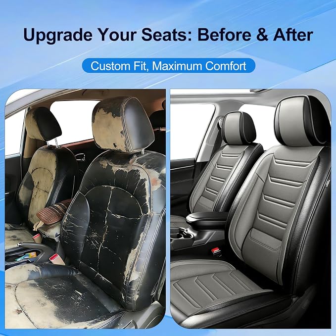 Fit Ioniq Seat Covers Custom Fit for Hyundai Ioniq 2017-2026, Front Pair | Premium Leather Full Coverage Protectors, Waterproof, Breathable, Scratch Resistant, Easy Wipe, Airbag Compatible, Black+Gray - Image 3
