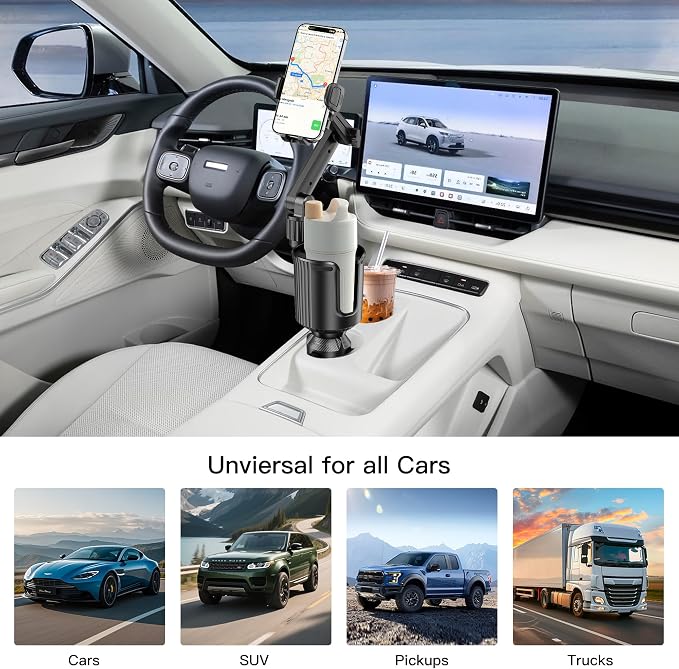 Cup Phone Mount for Car, Cup Phone Holder [2026 Upgraded] 20.5" Height Long Arm Phone Mount for Your Car/Truck/SUV Fit All 4.0-7.0in Smartphones iPhone, No Shake Design - Image 7
