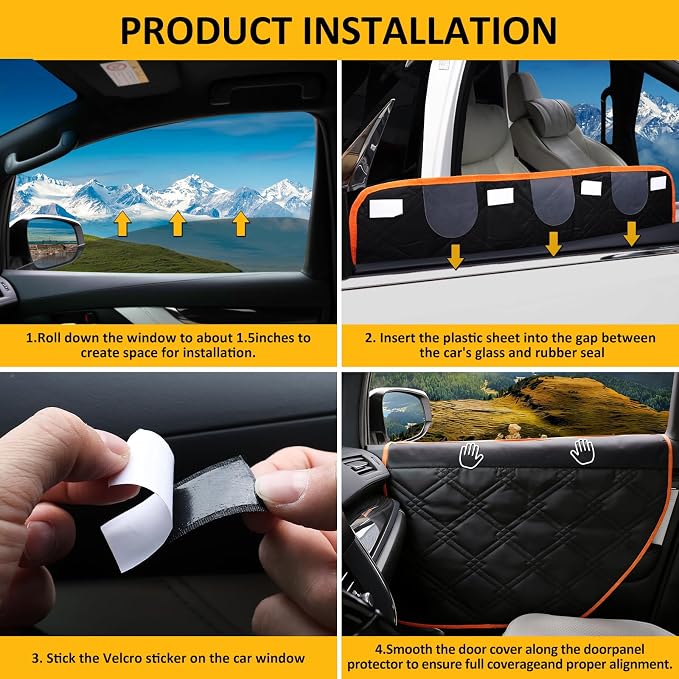 Falala Dog Car Door Protector 28.7" x 22 - Heavy Duty Pet Car Door Guard for Full-Size SUV & Trucks, Reinforced Stay-in-Place Insert Tabs, Waterproof Scratch-Proof Door Cover 2 PCS - Image 3