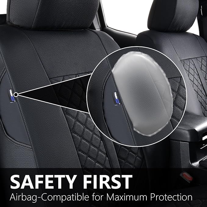 Truckiipa Tacoma Leather Car Seat Covers Full Set Truck Seat Covers Cushion Fit for 2016-2023 Toyota Tacoma Double Crew Cab, Full Set, Black - Image 6