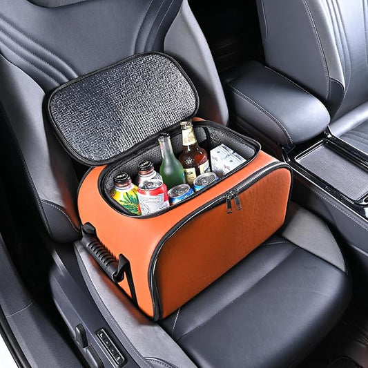 Foldable Car Insulated Storage Box, Portable Thermal Cooler Bag with Double Zipper & Sturdy Handle, Multi‑Purpose Car Seat Trunk Organizer for Drinks Snacks, Outdoor Picnic Camping Road Trips by SunshineSkyAutoProducts