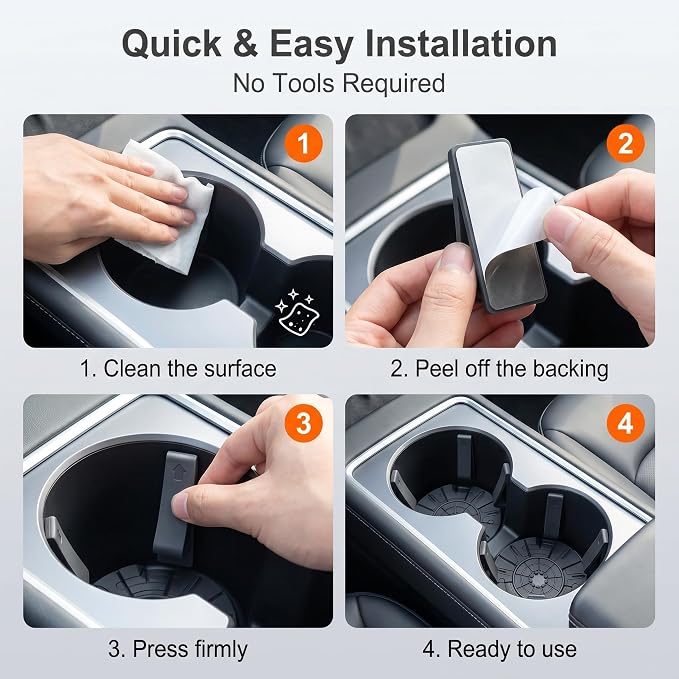 6 PCS Car Cup Holder Insert, Silicone Anti-shake Curve Bottle Stabilizer, Noise Reduction Cupholder Gap Filler Cushion, Self-adhesive Limiter Accessory for Cars SUVs Trucks (Black) - Image 6