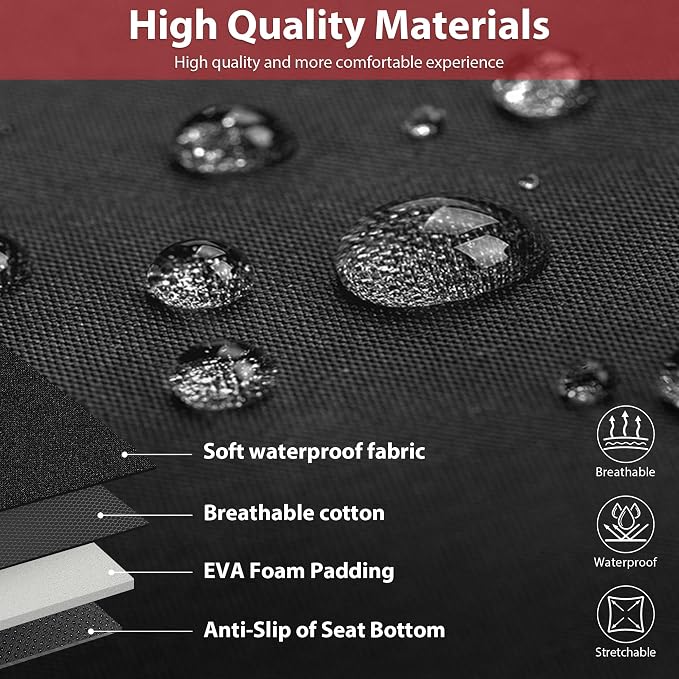 CAR PASS Neoprene Wetsuit Seat Covers, Waterproof Car Seat Covers Front with 5mm Composite EVA, Universal Fit for Car,Sedan, SUV TrucksAnti Slip, Airbag Compatible(Black and Red - Image 4