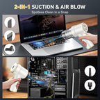 KMM Handheld Car Vacuum Cleaner, 9000PA Hand Held Vacuum & Air Duster | Strong Suction, 120W High Power, Portable, Cordless, Multi-Nozzles & LED Light, for Home, Car, Office - Image 3