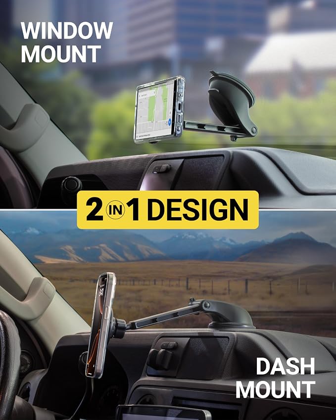 Scosche MagicMount MS Flip MagSafe Phone Stand, Magnetic Cell Phone Holder for Car Windshield/Dashboard, Suction Cup Phone Mount Compatible with iPhone 17 16 15 14 13 12 and More with MagSafe Ring - Image 3