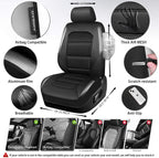 CAR PASS Memory Foam Car Seat Covers,Air Cool Mesh Thick Seat Covers Front Seats,Gray Metal Film Leather Seat Cover for Car,Universal Automotive Comfort for Most Car,Truck,Airbag Compatible,Black/Grey - Image 4